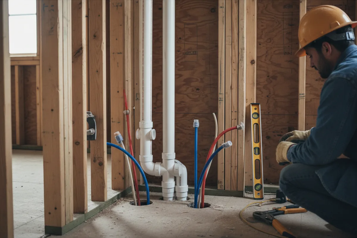 Drain and supply rough-in during Sump Pump Repair in Mountain City